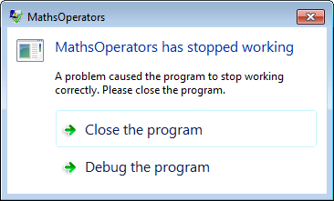 A screenshot of an alternative version of the exception dialog box on Windows 7.