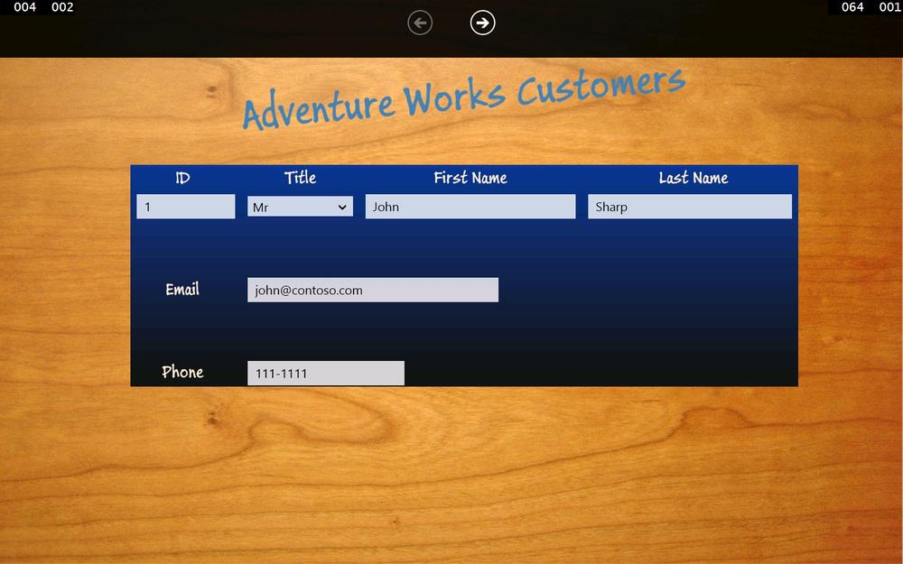 A screenshot of the Customers form with the top app bar visible. The Previous button is disabled.