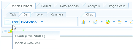 Blank Cell Element Provided in the Report Element Tab