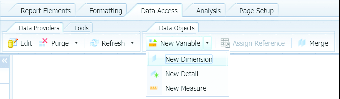 Creating a New Variable Object from the Tab Ribbon