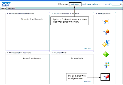 Launching Web Intelligence from BI Launch Pad