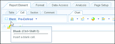 Blank Cell Element Provided in the Report Element Tab