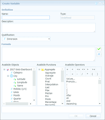 Formula Editor in the Create Variable Window