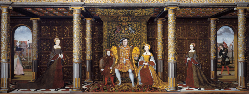 Henry VIII is depicted looking straight