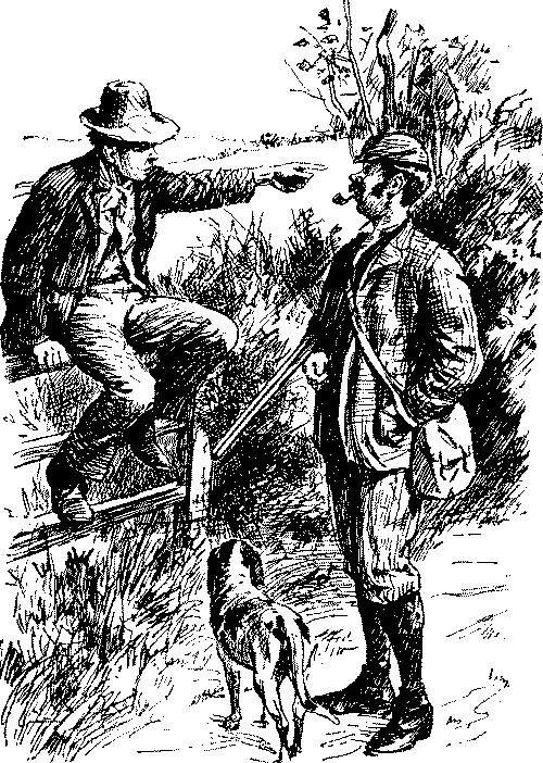 Two men talking.