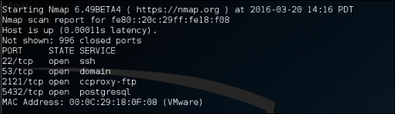 Nmap for scanning the IPv6 target