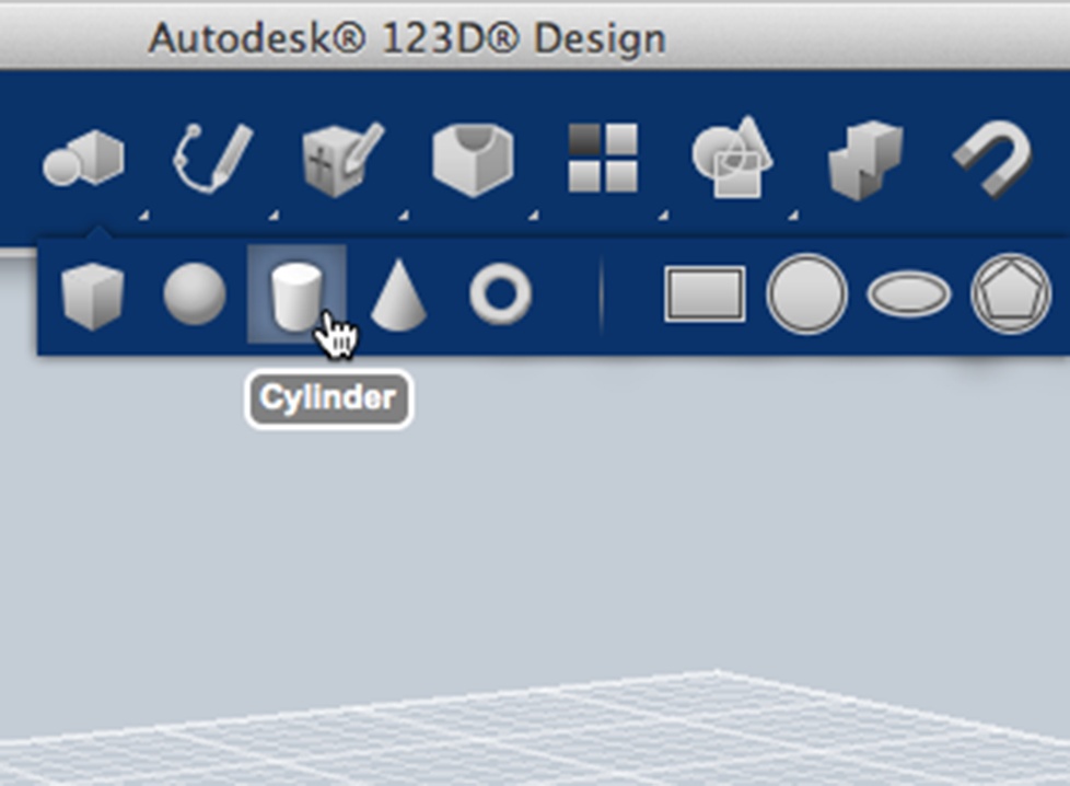 Selecting the cylinder tool