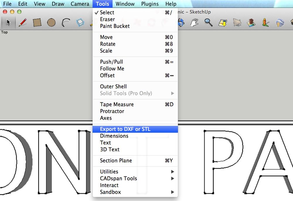 SketchUp to DXF or STL menu option