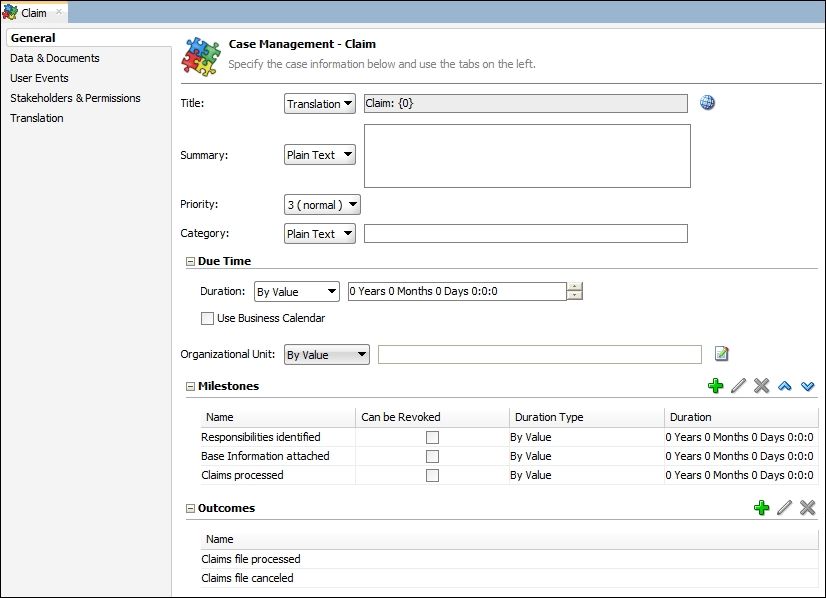 Build a case in Oracle BPM Suite