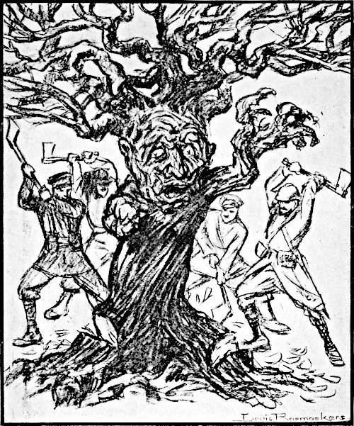 The Kaiser as a tree being chopped down