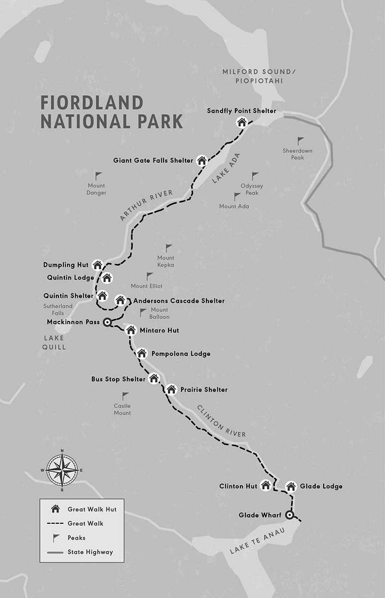 Map of Fiordland National Park