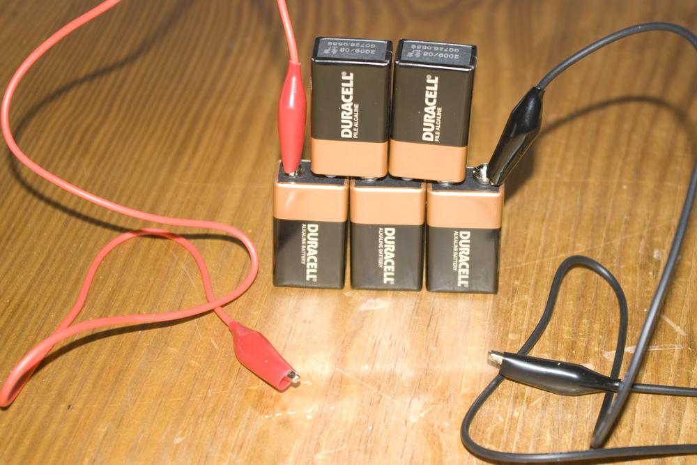 A 9V transistor battery stack