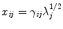 
$$x_{\mathit{ij}} =\gamma _{\mathit{ij}}\lambda _{j}^{1/2}$$
