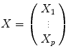 
$$X = \left (\begin{array}{c} X_{1}\\ \vdots \\ X_{p} \end{array} \right )$$
