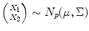 
$$\left ({ X_{1} \atop X_{2}} \right ) \sim N_{p}(\mu,\Sigma )$$
