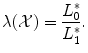 
$$\displaystyle{ \lambda (\mathcal{X}) = \frac{L_{0}^{{\ast}}} {L_{1}^{{\ast}}}. }$$
