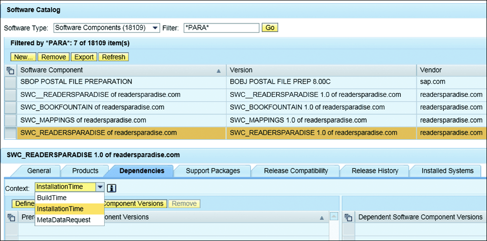 Adding Software Component Dependencies in the SLD