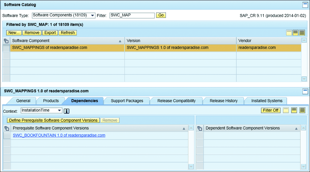 Creating Software Component Dependency to Other Software Components