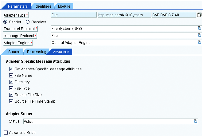 The Adapter-Specific Message Attributes Enabled in the Communication Channel