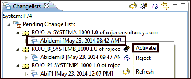 Activating Change Lists for Repository Objects