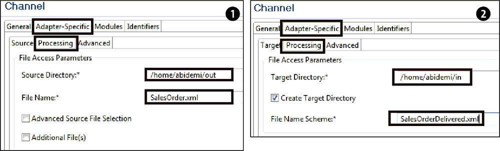 Source and Target Directories in the File System