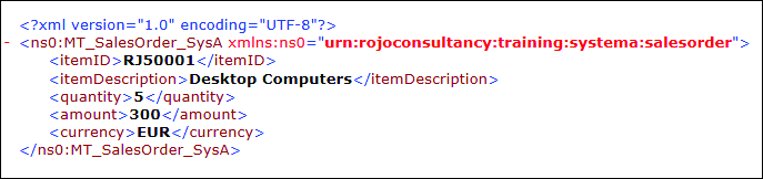 Sample XML Message Being Sent from the Source File System