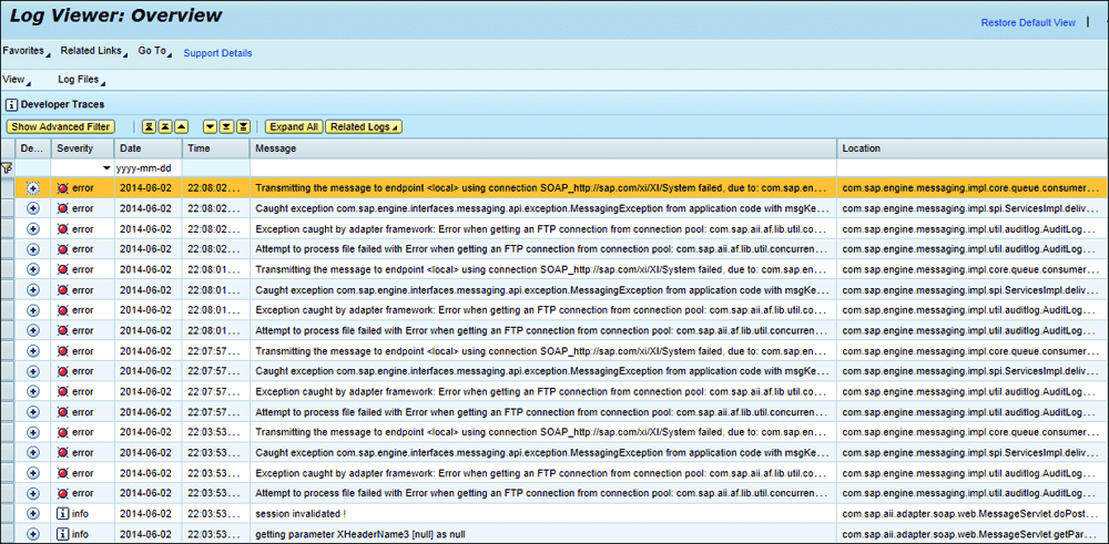 Troubleshooting: Log Viewer, Developer Traces