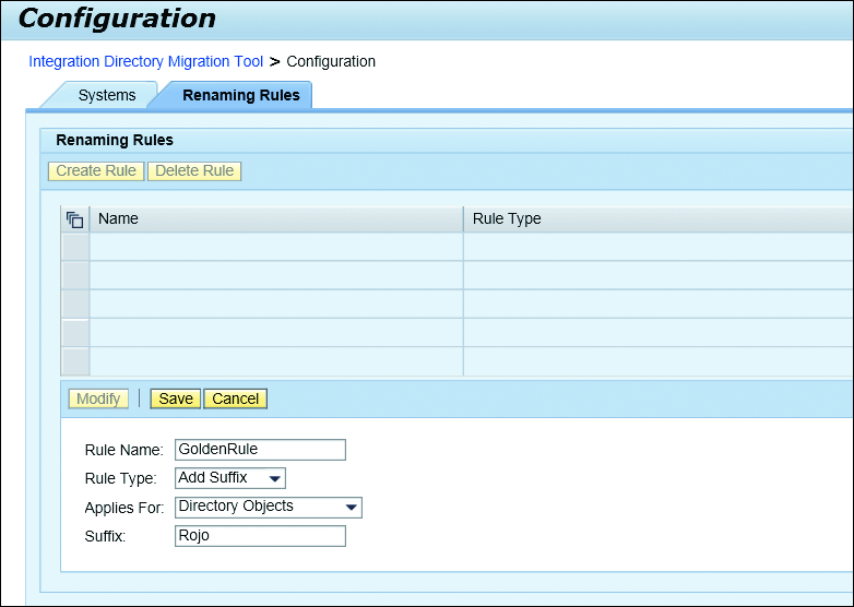 Renaming Rule Creation Example