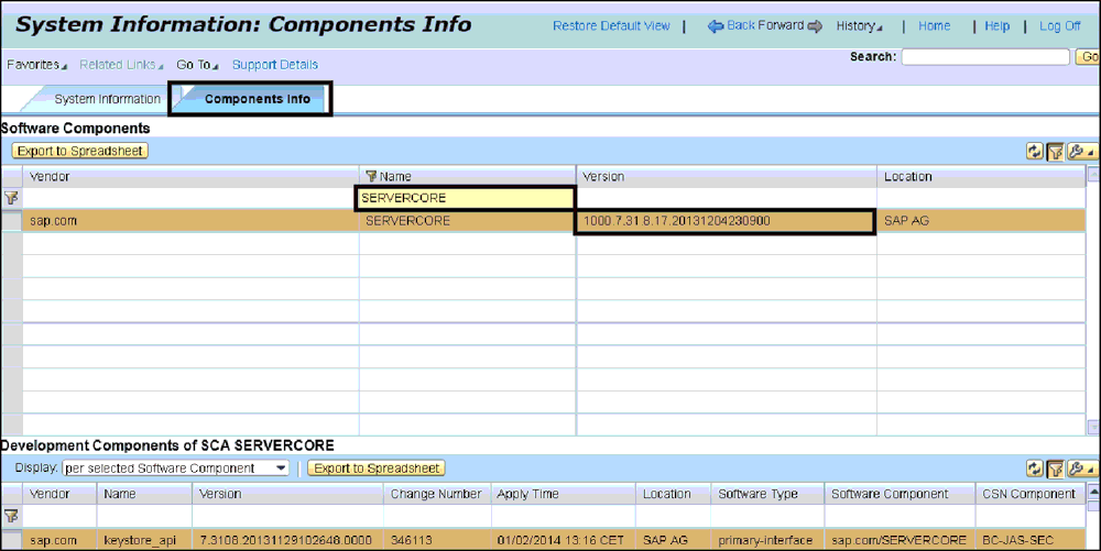 Finding your SAP PO Version from the System Information and Components Info Page