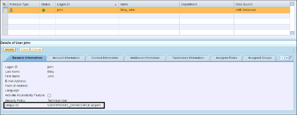 Finding the Unique ID for a Principal in the UME