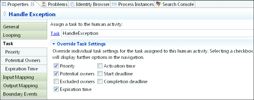 Task Properties’ Options