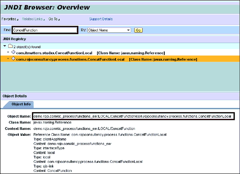 Looking Up the JNDI Name of the EJB Function