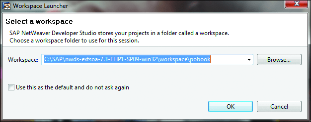 Selecting a Workspace in SAP NetWeaver Developer Studio
