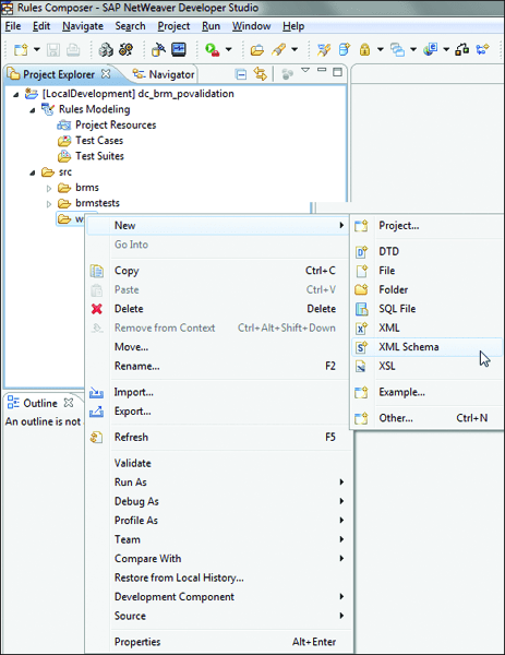 Importing the XML Schema in SAP BRM DC