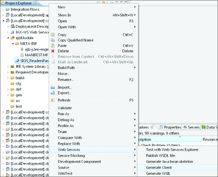 Generation of the Java Client Proxy from the Imported WSDL