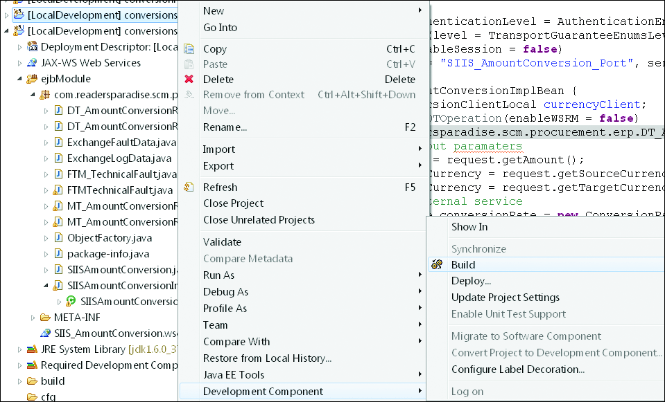 Build and Deploy the EAR Development Component