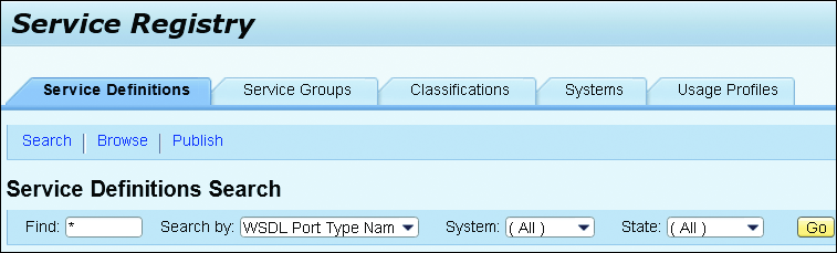 Service Registry Landing Page