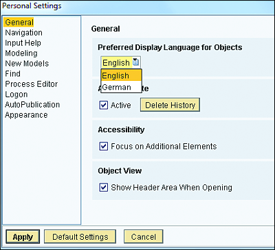 Configuring Personal Settings from ES Builder