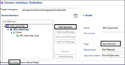 Service Interface Definition for the Sender System