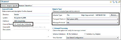 Configuring Settings for the Sender Channel