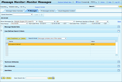 User-Defined Message Search Value