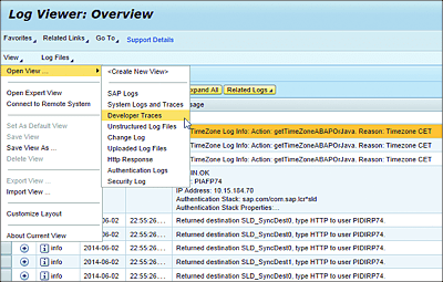 Troubleshooting: Log Viewer, Open View