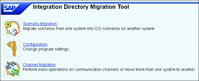 Landing Page of the Integration Directory Migration Tool