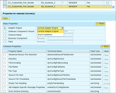 Example of the Channel Selection Step When Changing Adapter Properties