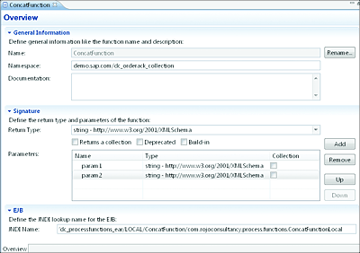 Maintaining the JNDI Name of the Custom EJB Function