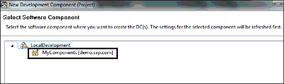Selecting the Software Component for the New Development Component