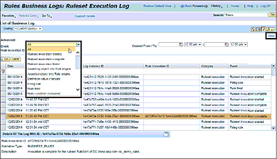 Business Rules Execution Logs Advanced Search in SAP NetWeaver Administrator