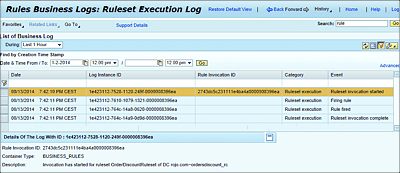 Business Rules Execution Logs Results in SAP NetWeaver Administrator