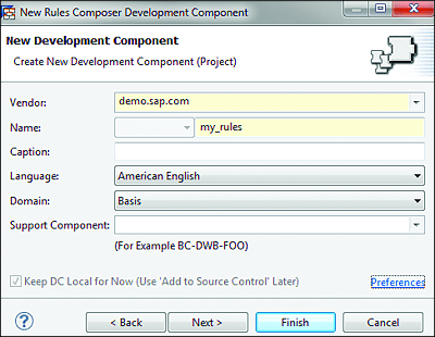 Creating New Rules Composer DC: Wizard 2