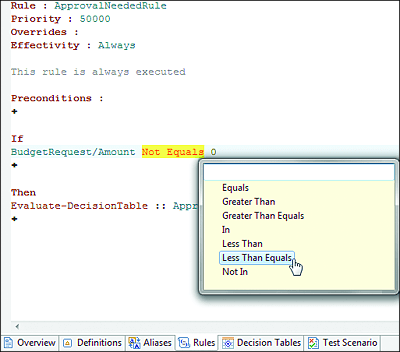 Rule Definition in Rule Editor